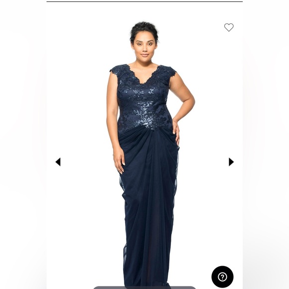 Tadashi Shoji Dresses & Skirts - Tadashi Shoji Too Navy Embroidered Lace Evening Gown Tulle Skirt Size 16 Q NWT